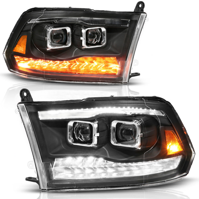 ANZO 09-19 Dodge RAM 1500 / 10-18 2500/3500 LED Proj Headlights SeqSig Black - Pair 111626A 111626A User 1