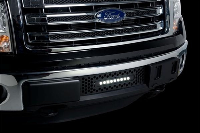 Putco 11-14 Ford F-150 EcoBoost SS Black Punch Bumper Grille Insert w/ 10in Luminix Light Bar 88182FPL 88182FPL Photo - Mounted