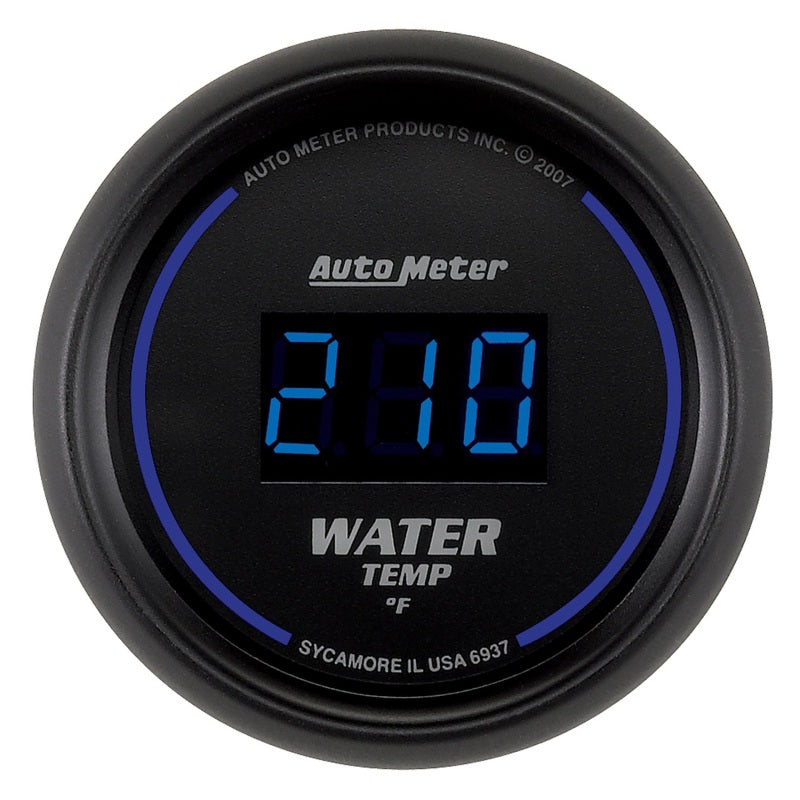 Autometer Gauge, Water Temp, 2 1/16", 340 Deg F, Digital, Black Dial W/ Blue Led 6937 Photo - Primary