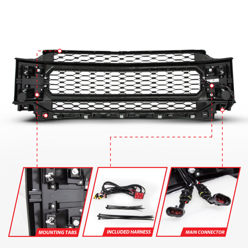 ANZO 21-23 Ford F150 Black Housing Full LED Light Tube Front Grille 901029 901029 Photo - Unmounted