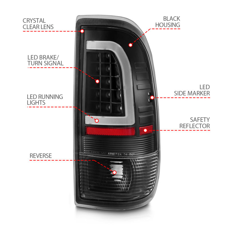 ANZO 1997-2003 Ford F-150 LED Tail Lights w/ Light Bar Black Housing Clear Lens 311377 311377 User 3