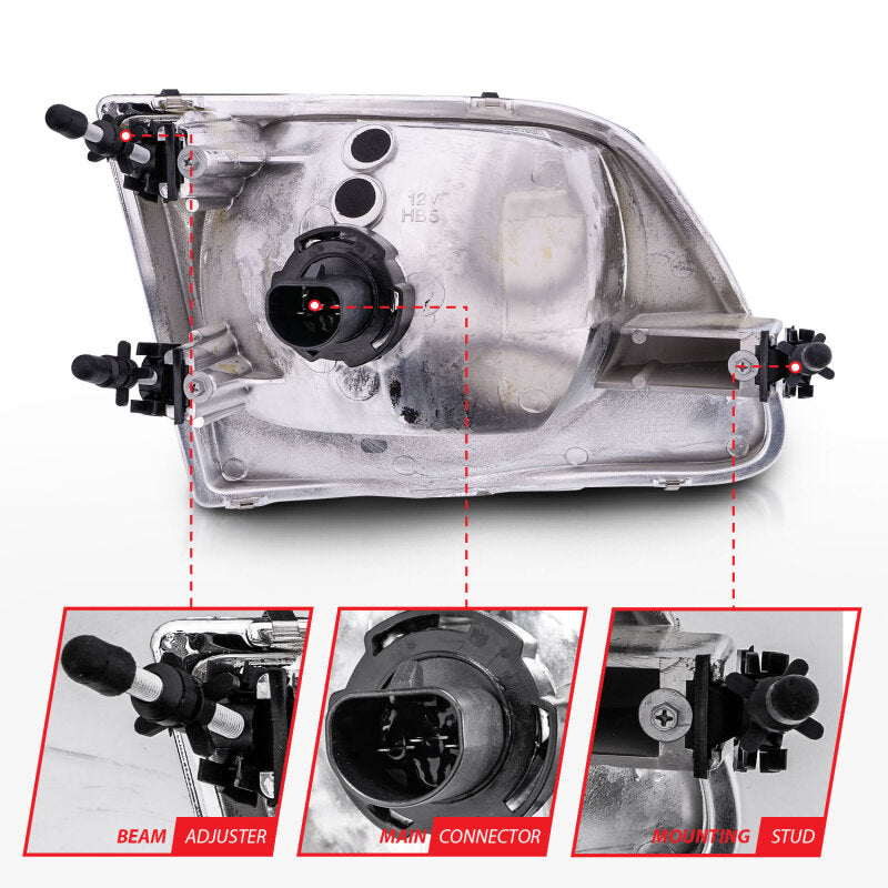 Anzo 1997-2003 Ford F-150 Crystal Headlights Chrome 111030 User 5
