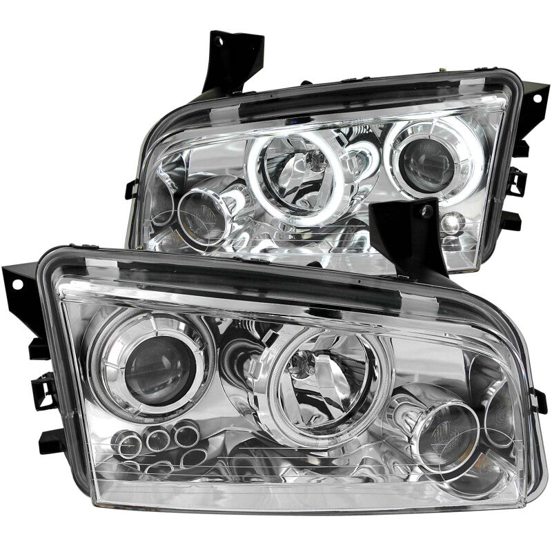 Anzo 2006-2010 Dodge Charger Projector Headlights w/ Halo Chrome (CCFL) 121217 Photo - Primary