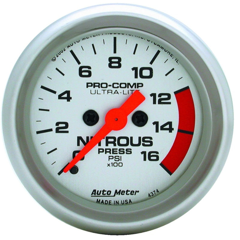 Autometer Gauge, Nitrous Pressure, 2 1/16", 1600Psi Digital Stepper Motor Ultra 4374 Photo - Primary