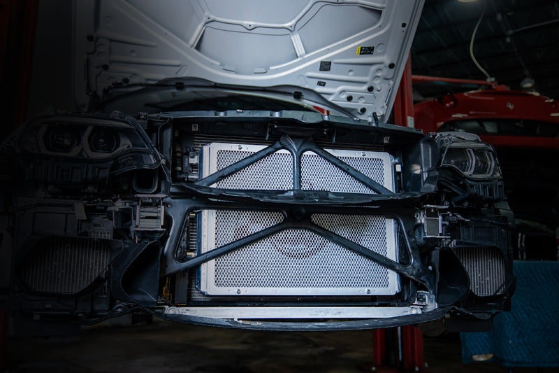 CSF 2014+ BMW M3/M4 (F8X) Front Mount Heat Exchanger w/Rock Guard - Black 8075V 8075V Photo - Mounted