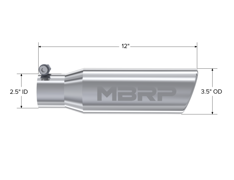 MBRP Universal Tip 3in O.D. Angled Rolled End 2 inlet 10 length T5113 Photo - Close Up