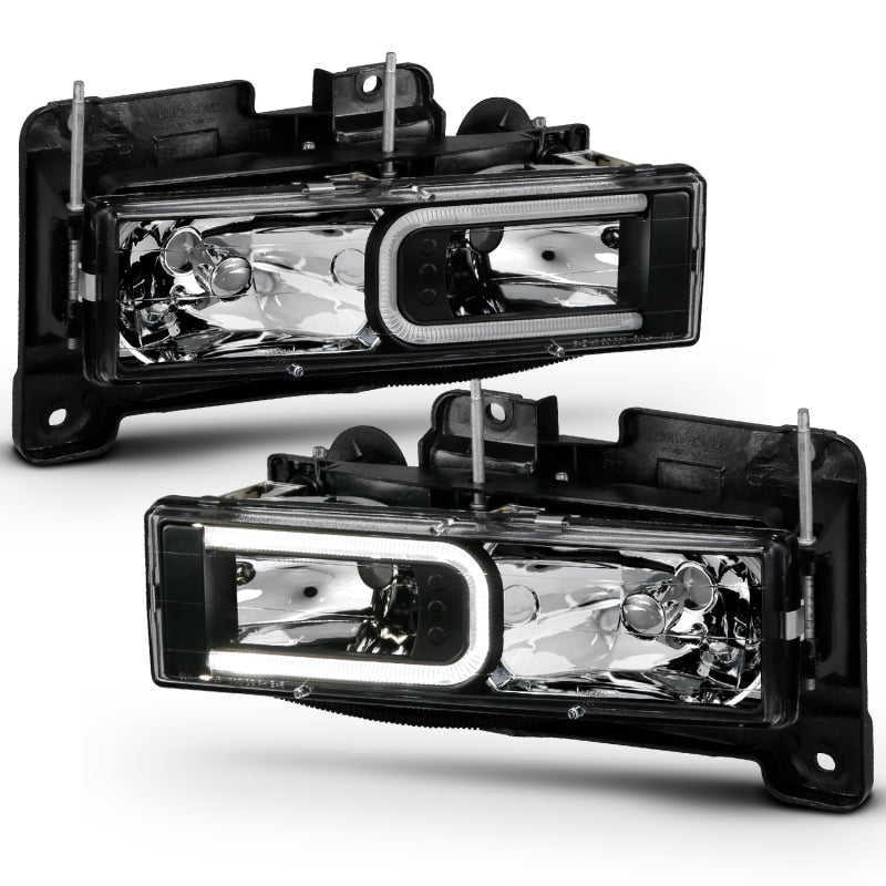 ANZO 1999-2000 Cadillac Escalade Crystal Headlights Light Bar Black Housing (Pair) 111498 111498 User 1