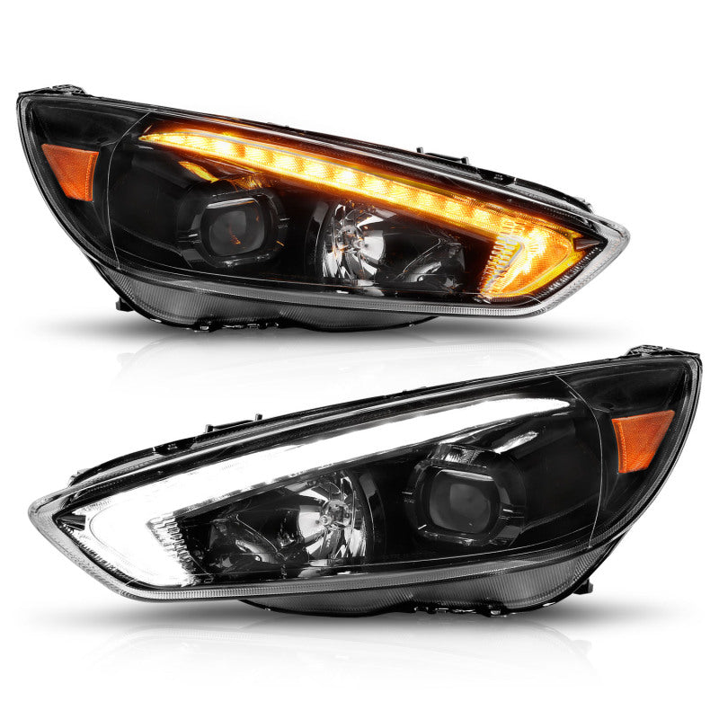 ANZO 15-18 Ford Focus Projector Headlights - w/ Light Bar Switchback Black Housing 121564 121564 User 1