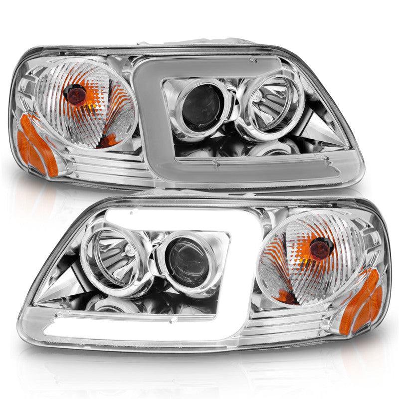 ANZO 1997-2003 Ford F-150 Projector Headlights w/ Light Bar Chrome Housing 111504 111504 User 1