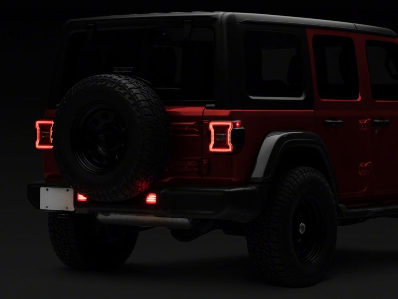 Raxiom 18-23 Jeep Wrangler JL Moab Rubicon Sahara Axial LED Rear Bumper Reflector Lights- Clear J134140-JL J134140-JL Photo - Close Up