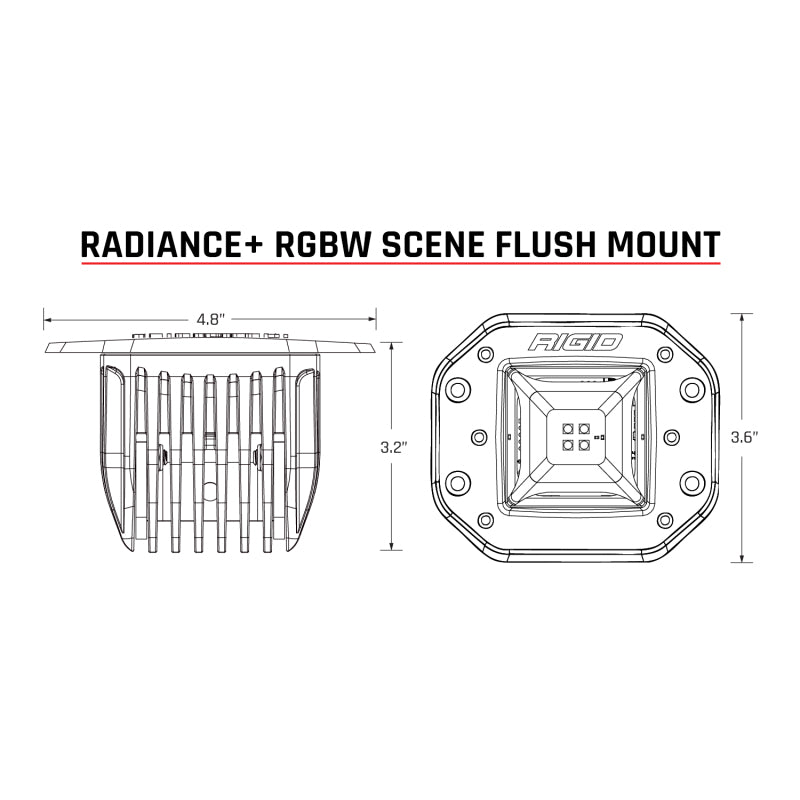 Rigid Industries Radiance+ Scene RGBW Flush Mount - Pair 682153 682153 Line Art