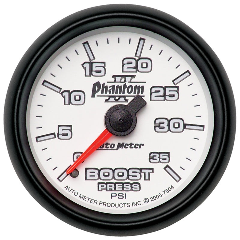 Autometer Gauge, Boost, 2 1/16", 35Psi, Mechanical, Phantom II 7504 Photo - Primary
