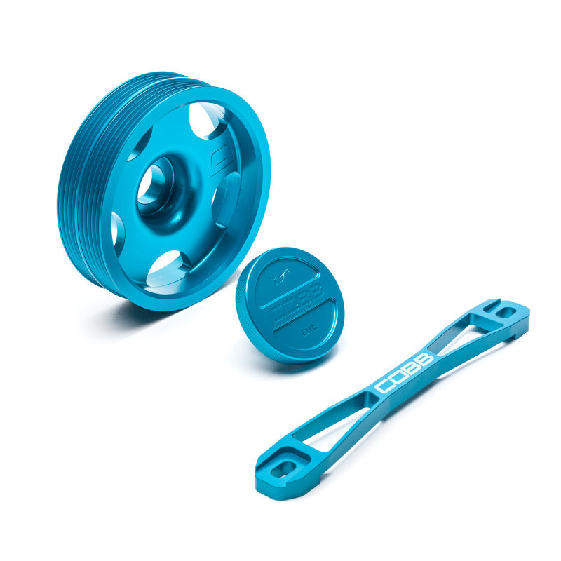 COBB 02-14 Subaru WRX / 04-14 Subaru STi Main Pulley/Oil Cap/Battery Tie Down Package - Teal SUB00003AQ SUB00003AQ Photo - Primary