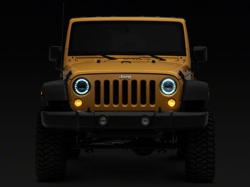 Raxiom 97-18 Jeep Wrangler TJ & JK Axial 7-In LED Headlights w/ DRL- Chrome Housing (Clear Lens) J155569 J155569 Photo - Close Up