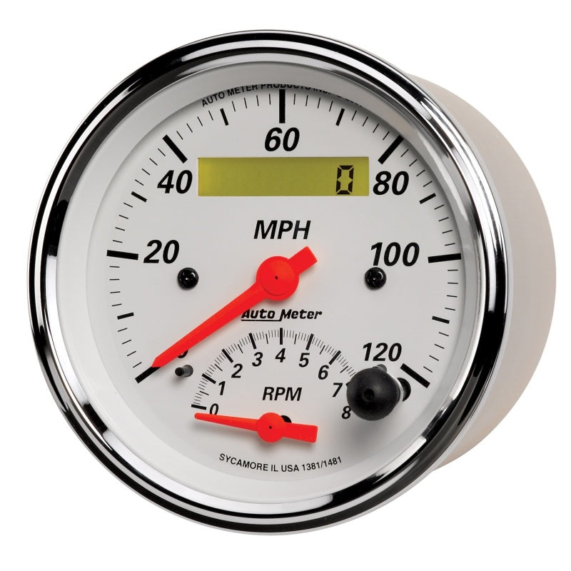 Autometer Gauge, Tach/Speedo, 3 3/8", 120mph & 8k RPM, Elec. Program., Arctic 1381 User 2
