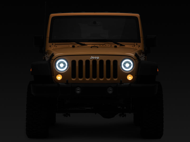 Raxiom 07-18 Jeep Wrangler JK Axial Series LED Headlights- Black Housing (Clear Lens) J132813 J132813 Photo - Close Up