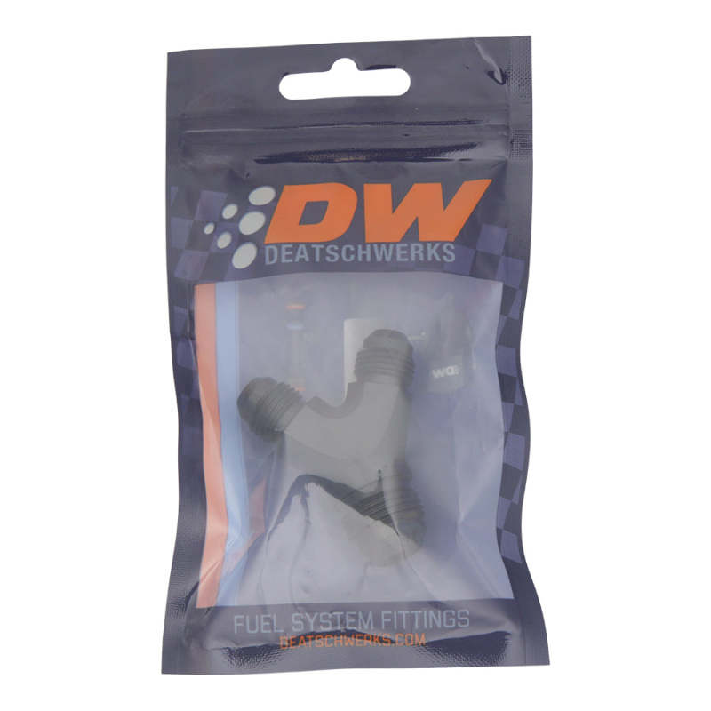 DeatschWerks 6AN Male Flare to 6AN Male Flare to 8AN Male Flare Y Fitting - Anodized Matte Black 6-02-0702-B 6-02-0702-B Photo - lifestyle view