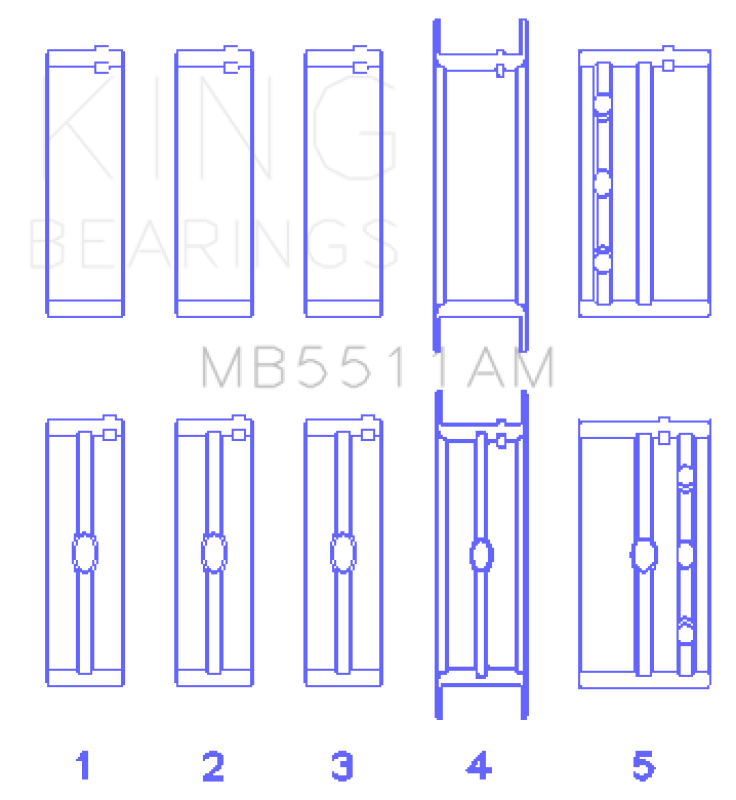 King GM V8 OHV 16 Valve (Size STD) Main Bearing Set MB5511AM MB5511AM Photo - Primary