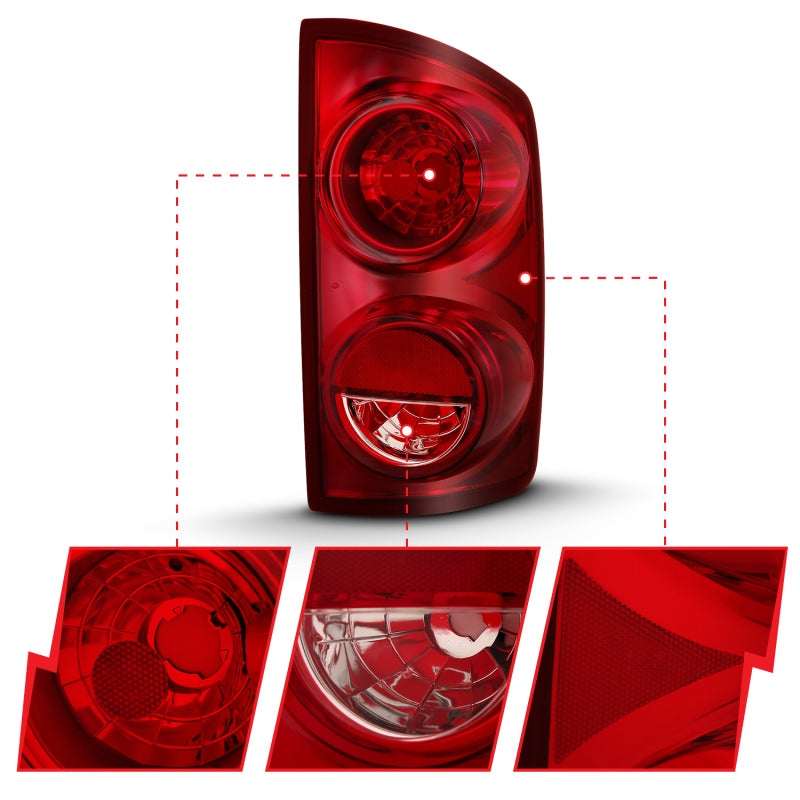ANZO 2007-2009 Dodge Ram 1500 Tail Light Red Lens (OE) 311309 311309 Photo - Unmounted
