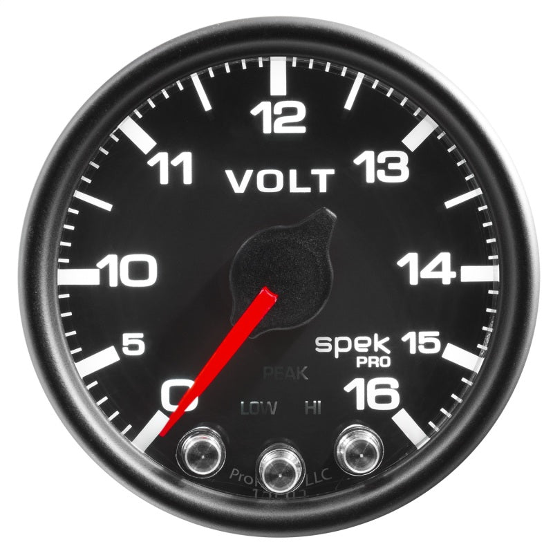 Autometer Spek-Pro Gauge Voltmeter 2 1/16in 16V Stepper Motor W/Peak & Warn Blk/Blk P34432 P34432 User 1