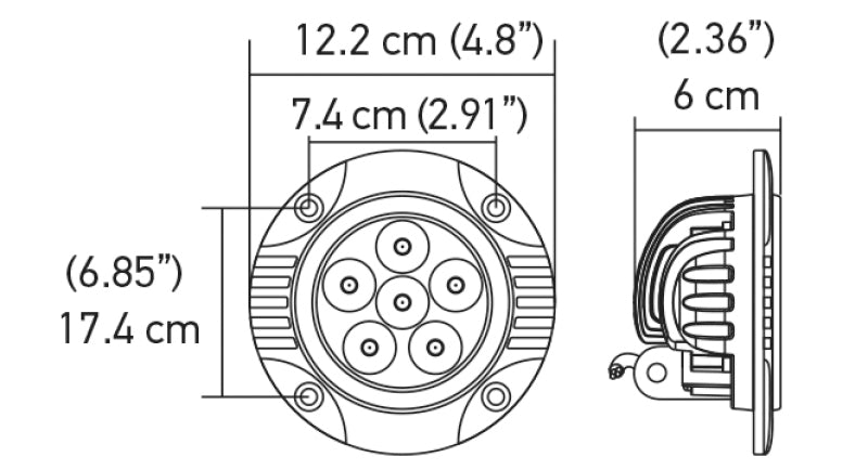 Hella 90mm 6led Flsh Off Rd Spt 357201011 Technical Drawing
