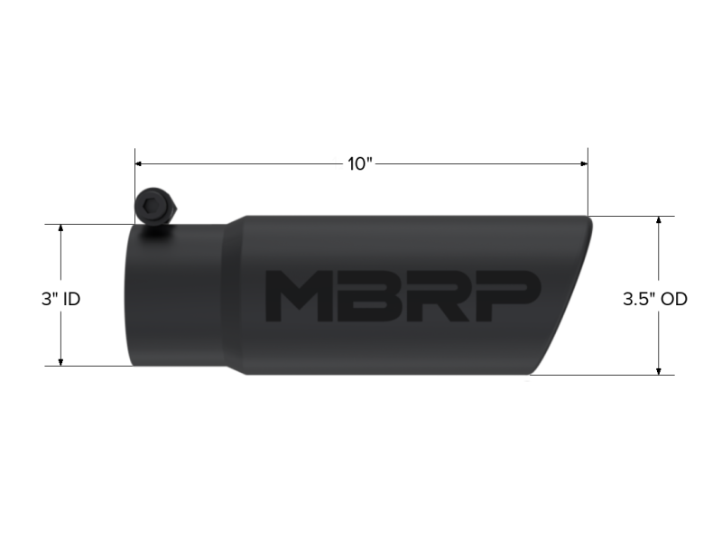 MBRP Stainless Steel Tip 3.5 in OD 3in Inlet 10in L MBRT5115BLK T5115BLK Photo - Close Up
