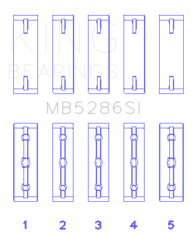 King Engine Bearings Toyota 1Uz-Fe/2Uz-Fe/3Uz-Fe (Size +0.50mm) Main Bearing Set MB5286SI0.5 MB5286SI0.5 Photo - Primary