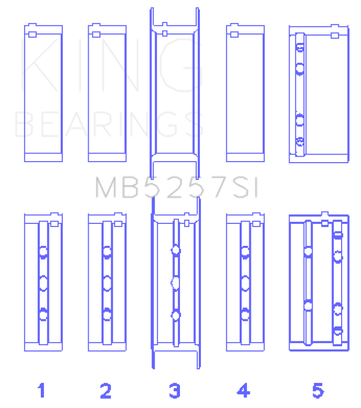 King Engine Bearings General Motors 379/V8 Ohv (Size +0.50mm) Main Bearing Set MB5257SI0.5 MB5257SI0.5 Photo - Primary