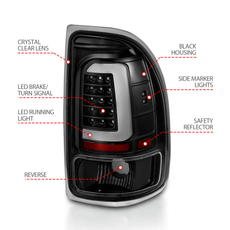 ANZO 1997-2004 Dodge Dakota LED Taillights Black Housing Clear Lens Pair 311347 311347 User 3