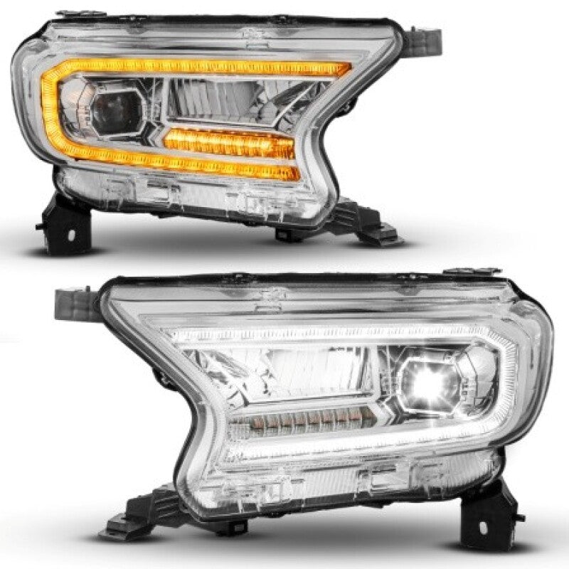 ANZO 19-23 Ford Ranger (Factory Halogen Models) Full LED Proj Headlights DRL/SeqSig Chrome - Pair 111633A 111633A User 1