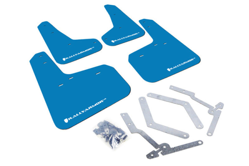 Rally Armor 12-18 Ford Focus SE/ST/RS UR Nitrous Blue Mud Flaps MF27-UR-NBL/WH Photo - Primary