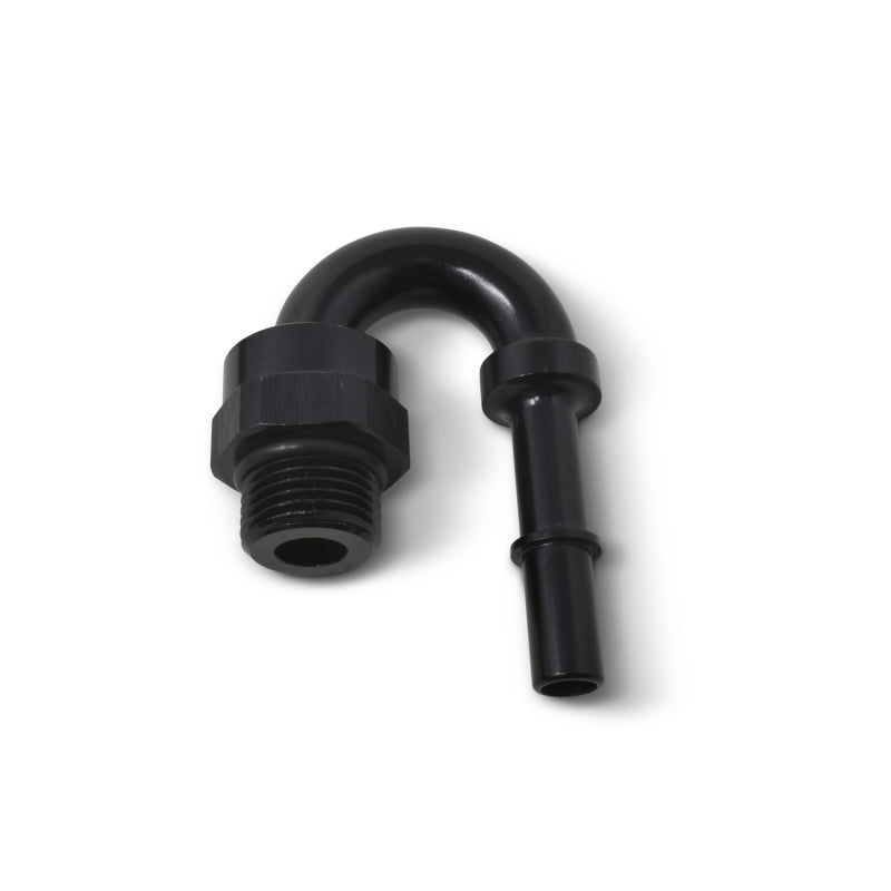 Russell Performance Adapter Fitting 3/8in SAE Quick Disc Male to #6 SAE Port Male Swivel 180Deg Blk 644013 644013 Photo - out of package