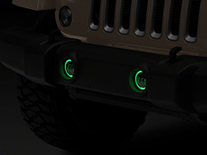 Raxiom 07-18 Jeep Wrangler JK Axial Series 4-In LED Fog Lights w/ RGB Halo J143371 J143371 Photo - Close Up
