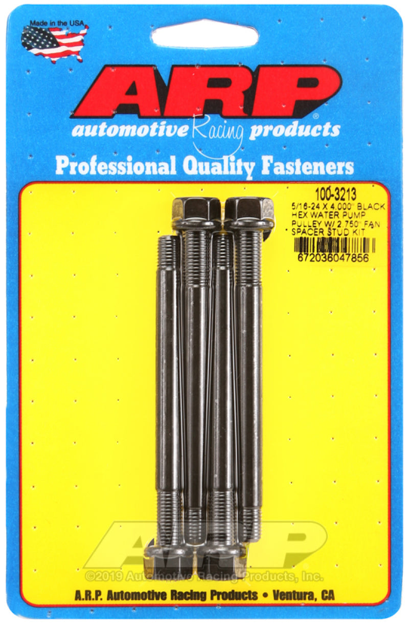 ARP 5/16-24 X 4.000 Black Hex Water Pump Pulley W/ 2.750" Fan Spacer Stud 100-3213 User 1