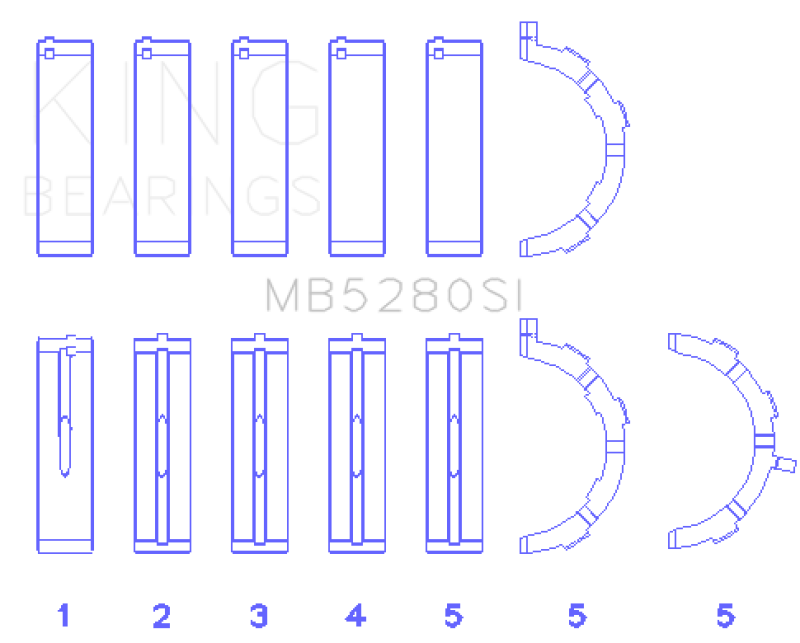 King Engine Bearings King Ford 281CI/330CI 4.6L/5.4L V8 (Size +0.5) Main Bearing Set MB5280SI0.5 MB5280SI0.5 Photo - Primary