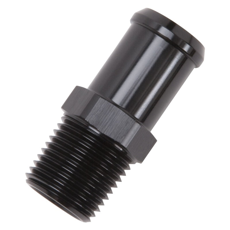Edelbrock Hose End, Straight, 1/2" NPT TO 3/4" Barb, Black Anodize 8183 Photo - Unmounted