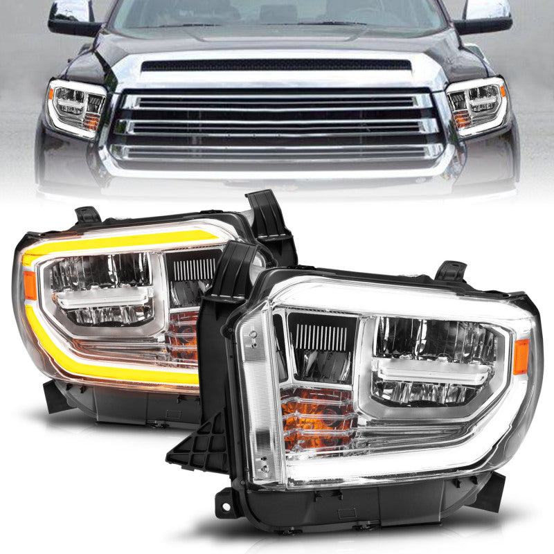 ANZO 2014-2021 Toyota Tundra LED Crystal Headlights w/ Switchback Chrome Housing w/ DRL 111534 111534 Photo - Primary