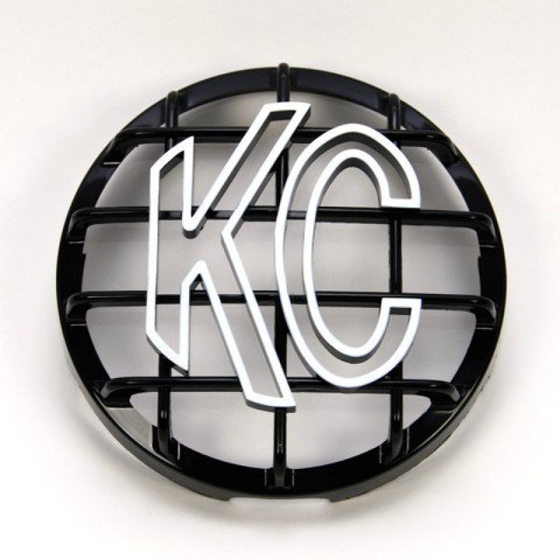 KC HiLiTES 6in. Round ABS Stone Guard for SlimLite/Daylighter Lights (Single) - Black/White KC Logo 7210 7210 Photo - Primary