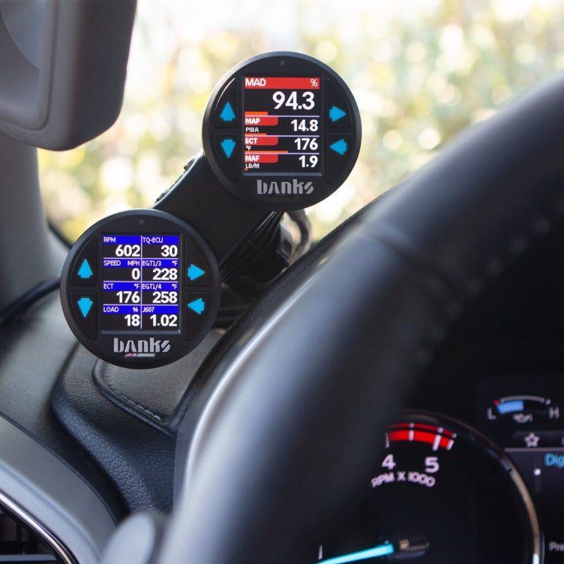 Banks Power 17-19 GM 2500 6.6L L5P Derringer Tuner (Gen 2) w/ 1.8in iDash DataMonster 66793 66793 Photo - Mounted