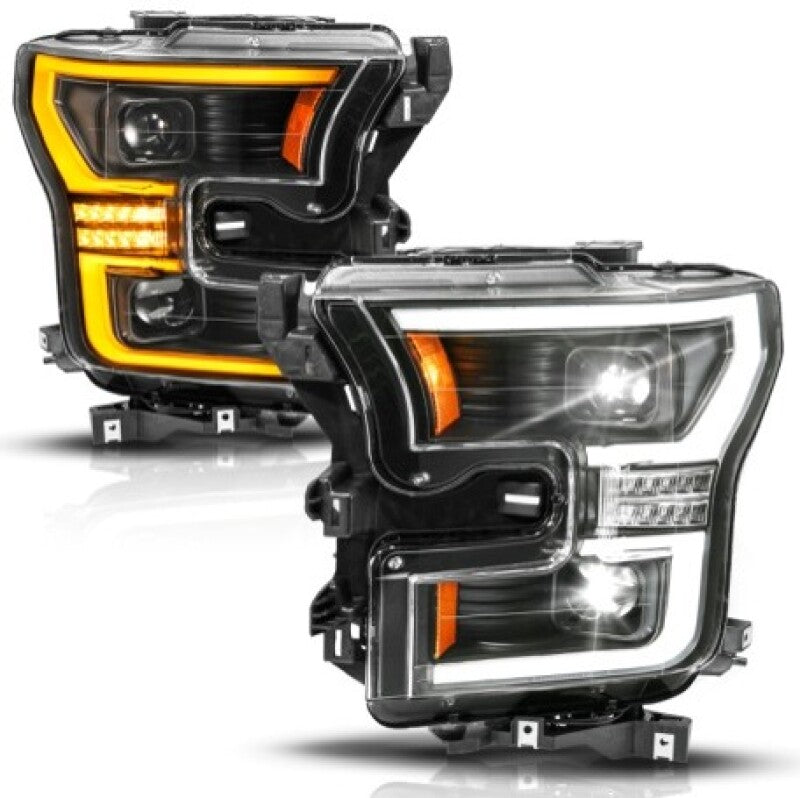ANZO 15-17 Ford F-150 (Factory Halogen Model ONLY) Full LED Proj Headlights Init/SeqSig Black- Pair 111630A 111630A User 1