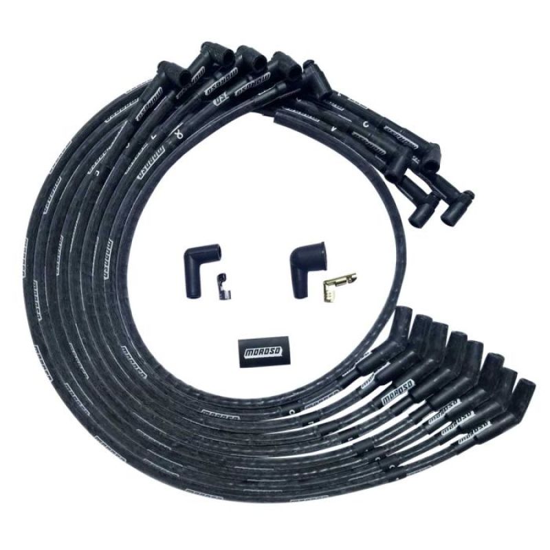 Moroso SBC Under Header 135 Deg Plug End HEI Sleeved Ultra Spark Plug Wire Set - Black 51530 51530 User 1