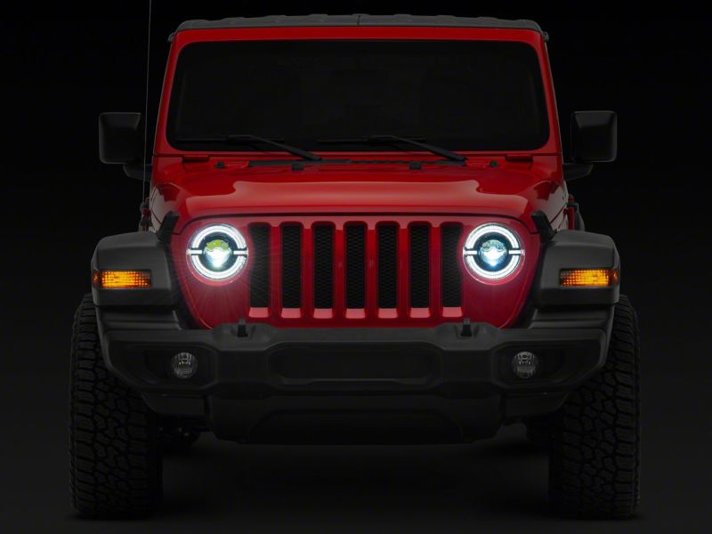 Raxiom 18-23 Jeep Wrangler JL Axial Series 9-In LED Angel Eye Headlights- Blk Housing (Clear Lens) J167045 J167045 Photo - Close Up