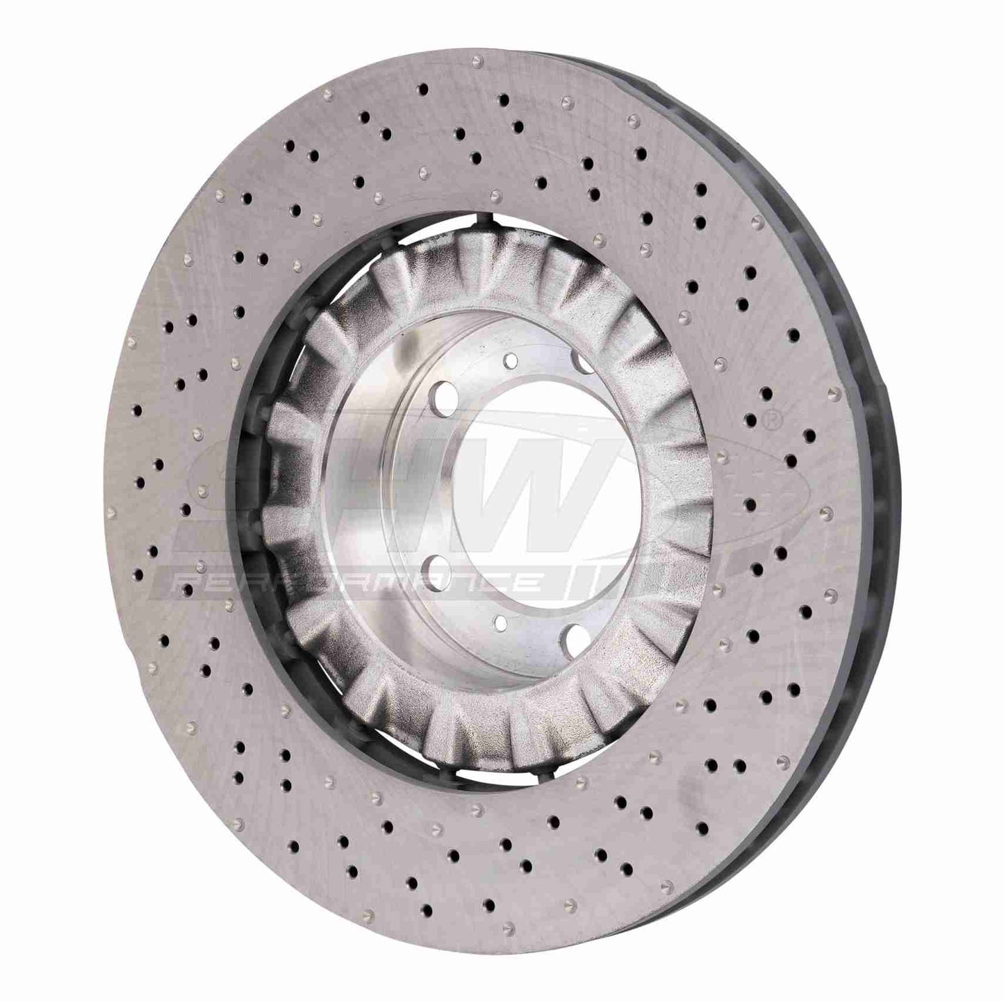 SHW Performance SHW 14-19 Porsche 911 Turbo 3.8L w/o Ceramic Brakes Left Front Drilled-Dimpled LW Brake Rotor PFL49015