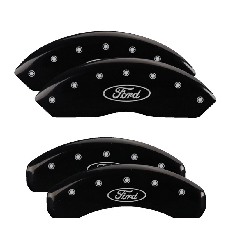 MGP 4 Caliper Covers Engraved Front & Rear Oval logo/Ford Black finish silver ch 10240SFRDBK 10240SFRDBK Photo - Primary
