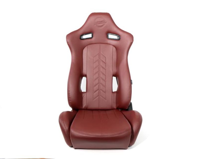 NRG "The Arrow" Sports Vinyl Seat Maroon w/ Maroon Stitch plus Pressed RSC-810MAR L/R User 1