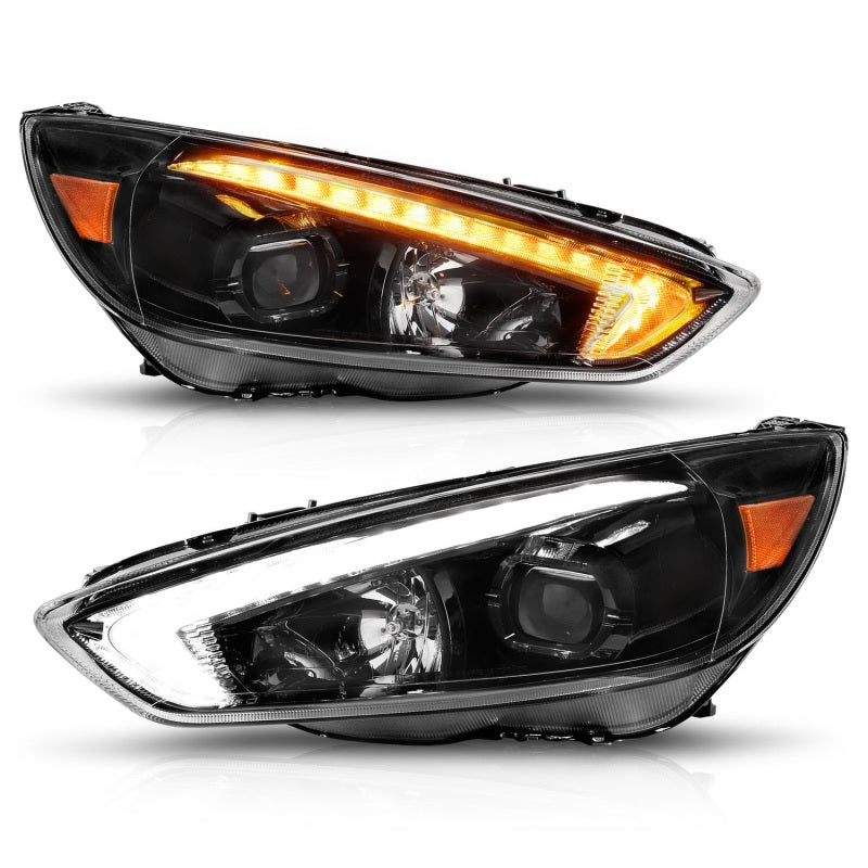 ANZO 15-18 Ford Focus Projector Headlights - w/ Light Bar Switchback Black Housing 121564 121564 Photo - Unmounted