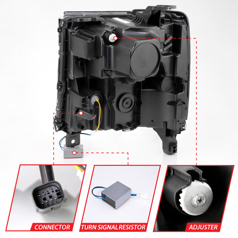 ANZO 16-18 Chevy Silverado 1500 (Factory HID Models ONLY) Full LED Proj Headlights Black - Pair 111622A 111622A User 1