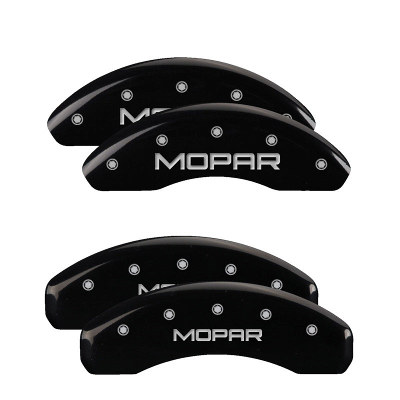 MGP 4 Caliper Covers Engraved Front & Rear MOPAR Black finish silver ch 32014SMOPBK 32014SMOPBK Photo - Primary