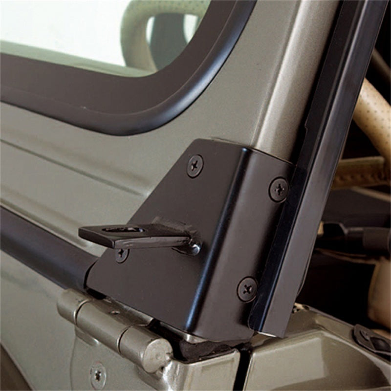 Rugged Ridge 76-95 Jeep CJ/YJ Black Windshield Hinge Light Brackets 11027.01 11027.01 Photo - Mounted