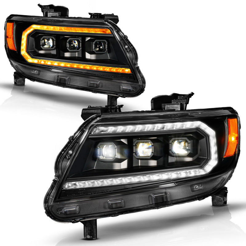 ANZO 15-22 Chevy Colorado Blk Housing Full LED DRL Projector Headlight w/ Sequential Light Bar 111634 111634 Photo - Primary